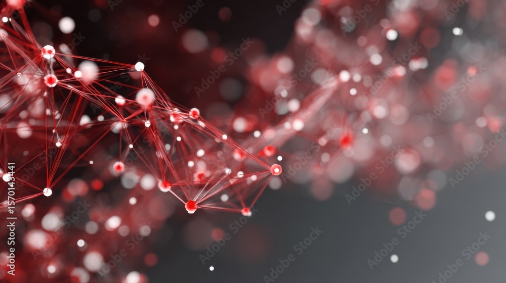 Aufkleber an intricate network of interconnected red and white lines and glowing dots creates a visually strik