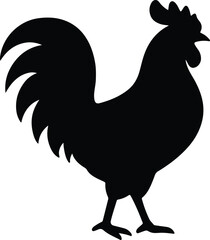 Silhouette rooster standing proudly farm animal bird isolated Vector illustration