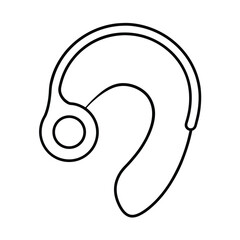 Hearing aid device close up modern line drawing Vector illustration