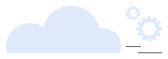 Cloud element with gears symbolizing processes and workflows. Ideal for technology, automation, data management, innovation, connectivity, SaaS, and digital transformation. Simple flat metaphor
