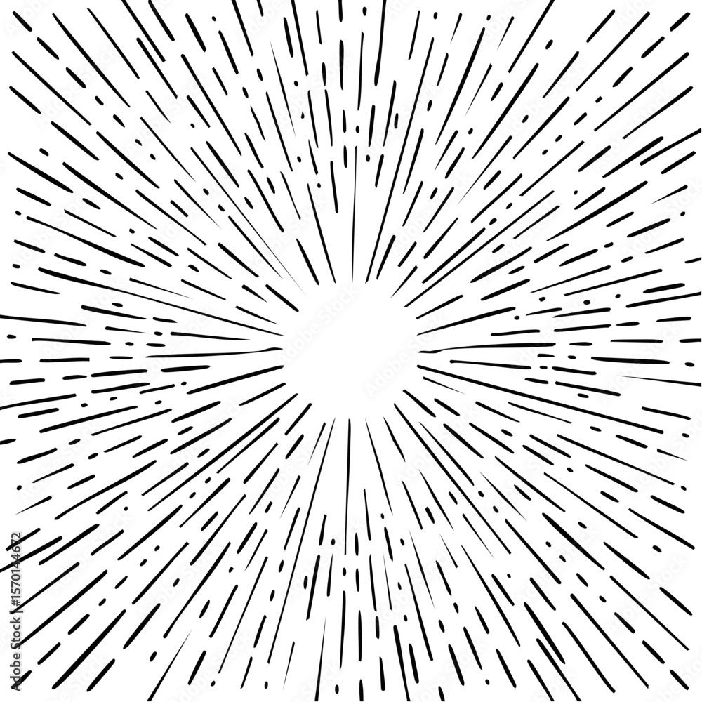 Poster abstract dark background with light beams radiating from center point into the dark