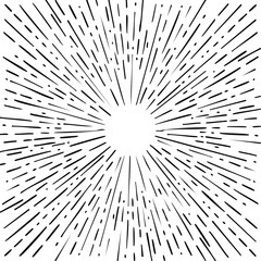 Fototapeta premium Abstract dark background with light beams radiating from center point into the dark