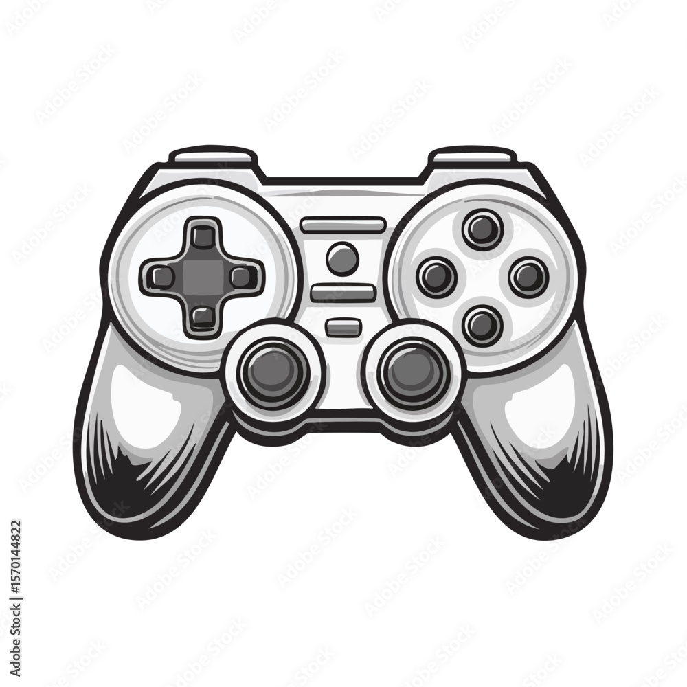 Poster game controller with button controls for console and computer entertainment playing retro games