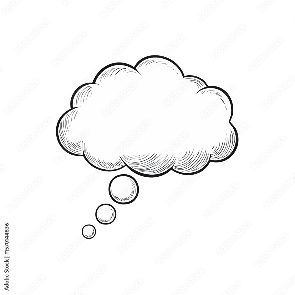 Poster thought bubble concept with sketched style and design element on black background for digital art an