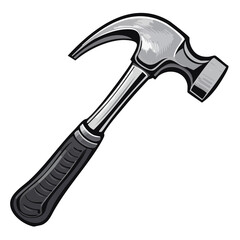 Illustration of a Claw Hammer Tool with a Black Handle on a Black Background