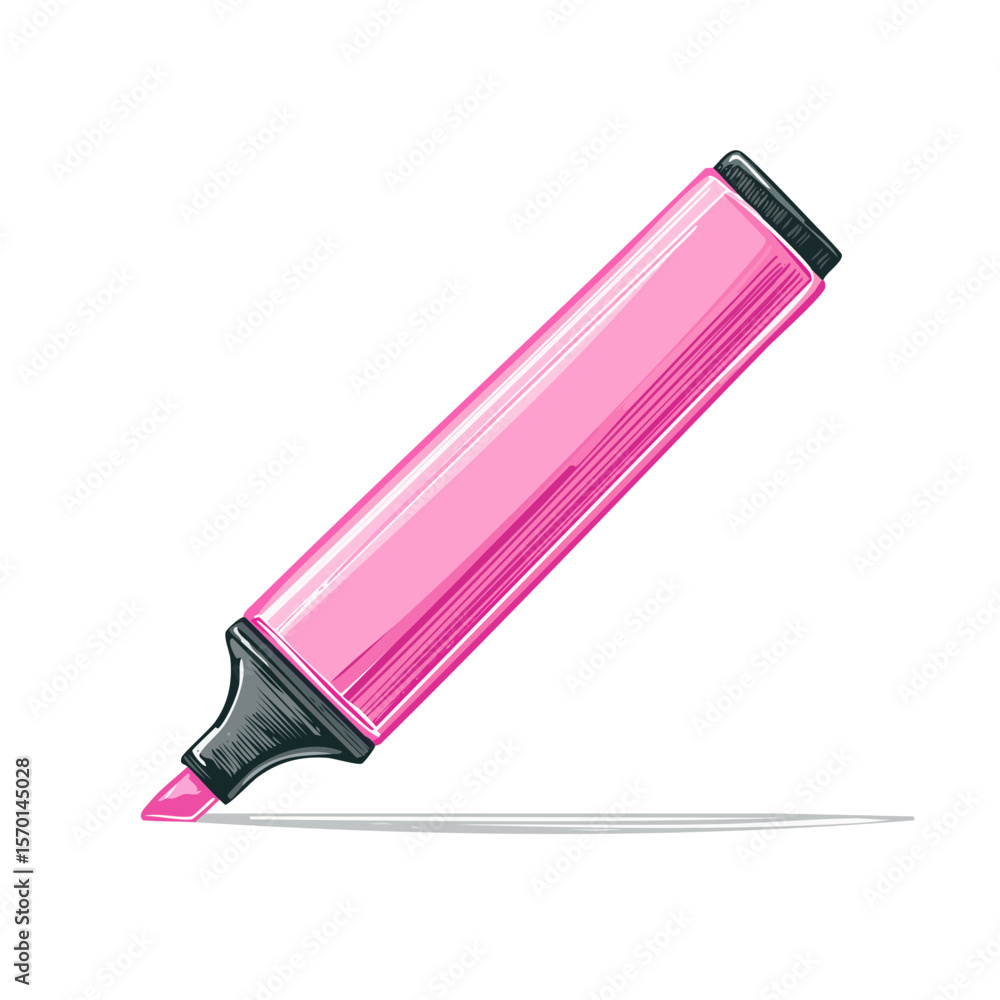 Poster bright pink highlighter drawing single line on black background creating emphasis and colorful notes