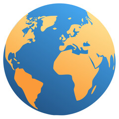 Illustration of World Globe Showing Continents Europe, Africa and the Americas