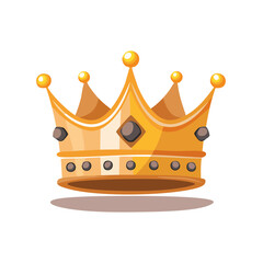 Cartoon Gold Crown for Royalty Symbol of Power and Authority Treasure Jewel Decoration Accessory Isolated on Black Background