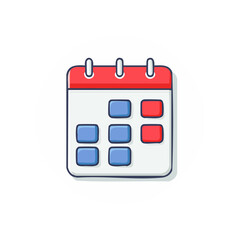 Stylized Calendar Icon with Blue and Red Days Scheduling Appointments and Events