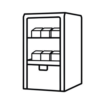 black and white cabinet with boxes clip art preview