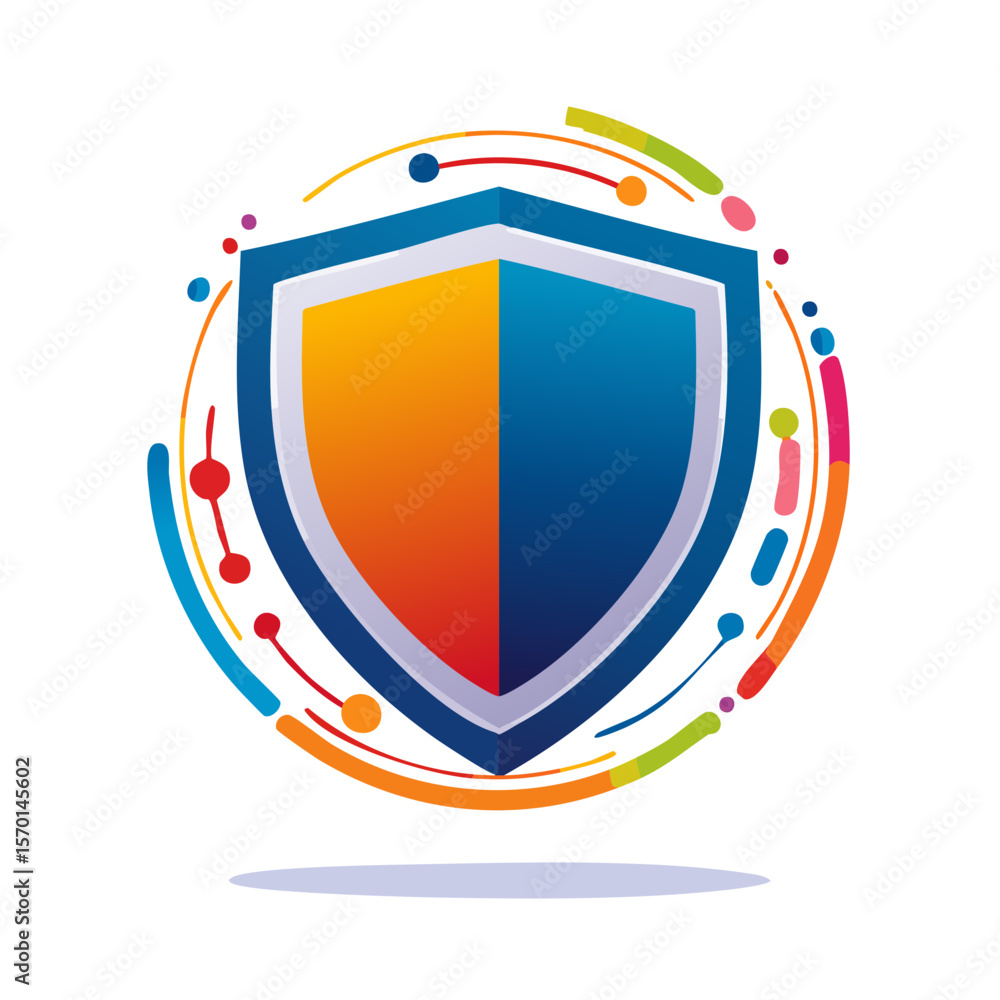 Poster abstract shield logo vector illustration security data protection with modern colorful design concep