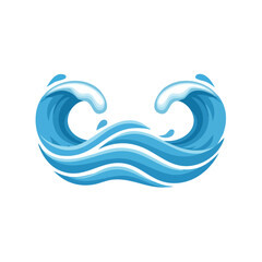 Stylized Illustration of Blue Ocean Waves with White Caps on a Black Background