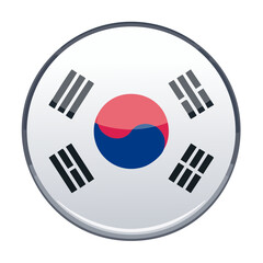 Republic of Korea flag icon with Yin and Yang symbol against a clean white background symbolizing Korean heritage and identity