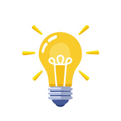 Cartoon Lightbulb Radiating Illumination Symbolizing Ideas and Creative Solutions on Dark Background