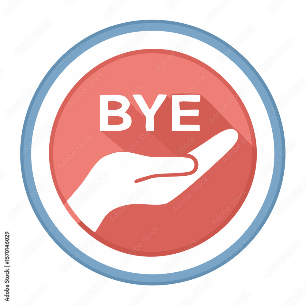 Poster goodbye sign illustration with open hand in circle shape design for farewell or exit communication i