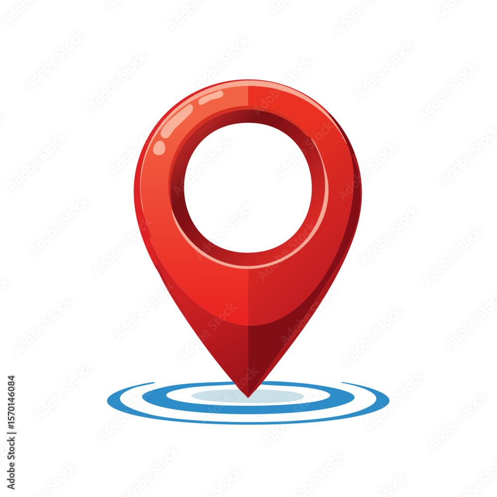 Poster red map pointer on black background showing geolocation and navigation with water ripple effect for 