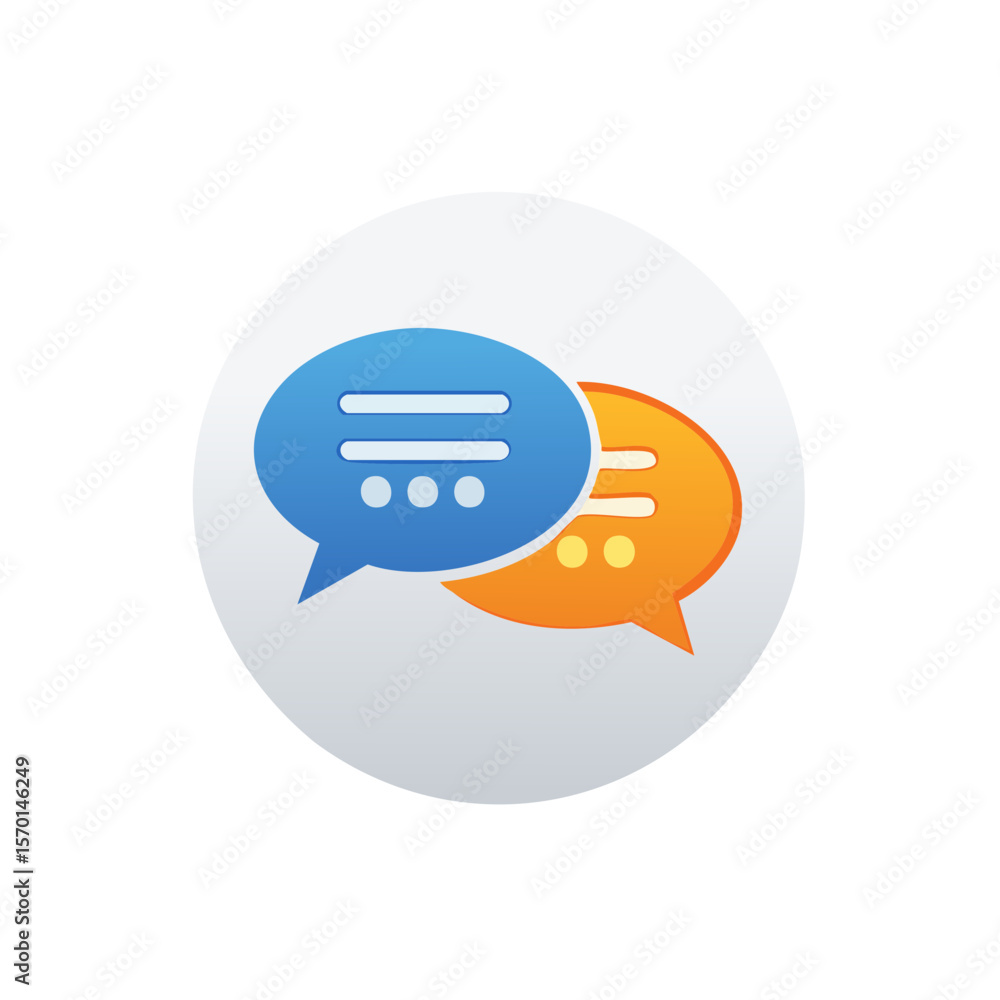 Poster communication bubble icon with lines and dots symbolizes messaging and interaction