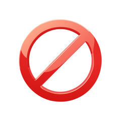 Red Forbidden Sign, No Symbol Icon on Black, Circle with Diagonal Line Graphic