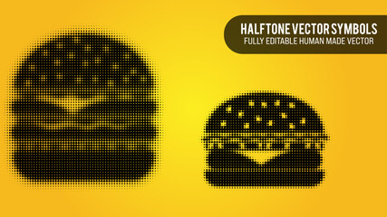 Halftone Vector Set Of Burger Symbols