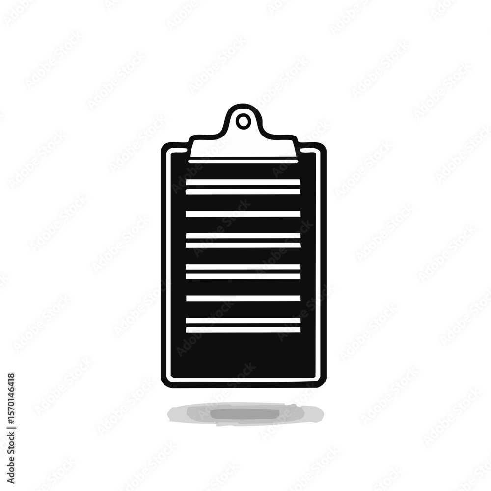 Poster clipboard with blank document business form planning list isolated minimalist symbol