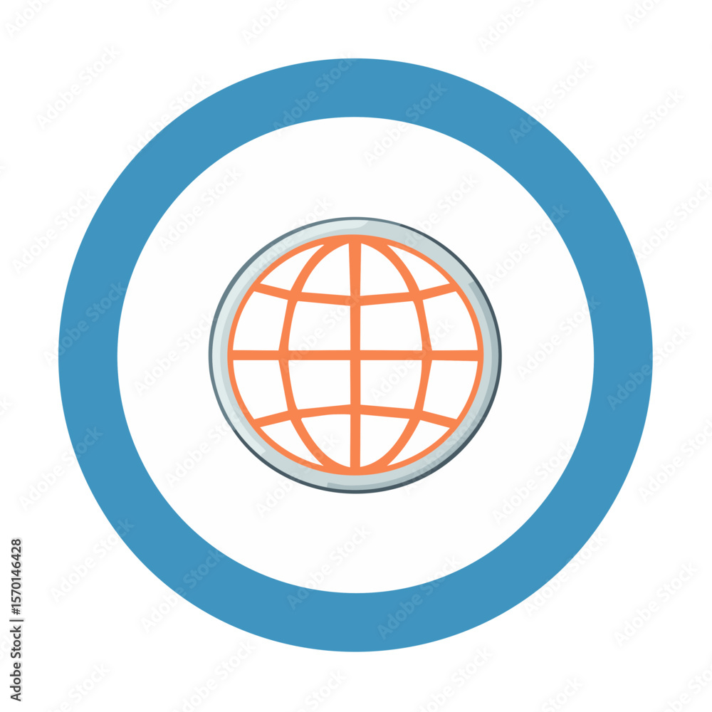 Poster global networking globe illustration with blue circle bordering on black background