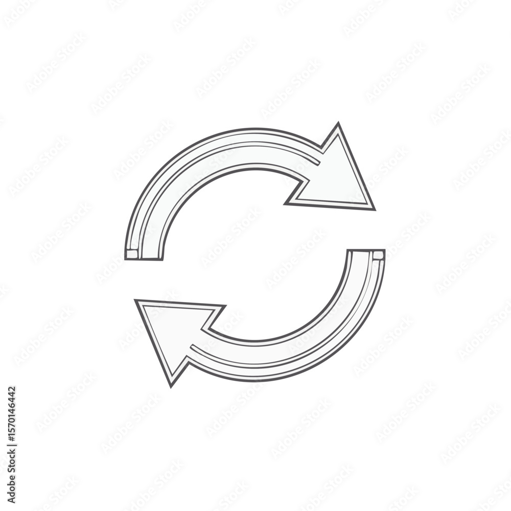 Poster rotating circular arrows indicating process loop cycle update refresh sync repeat vector illustratio
