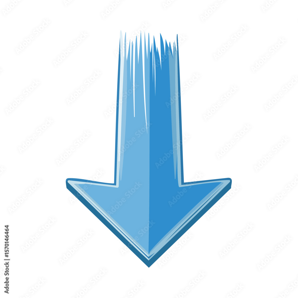Poster blue stylized arrow pointing downwards illustration guide sign direction indicator navigation graphi