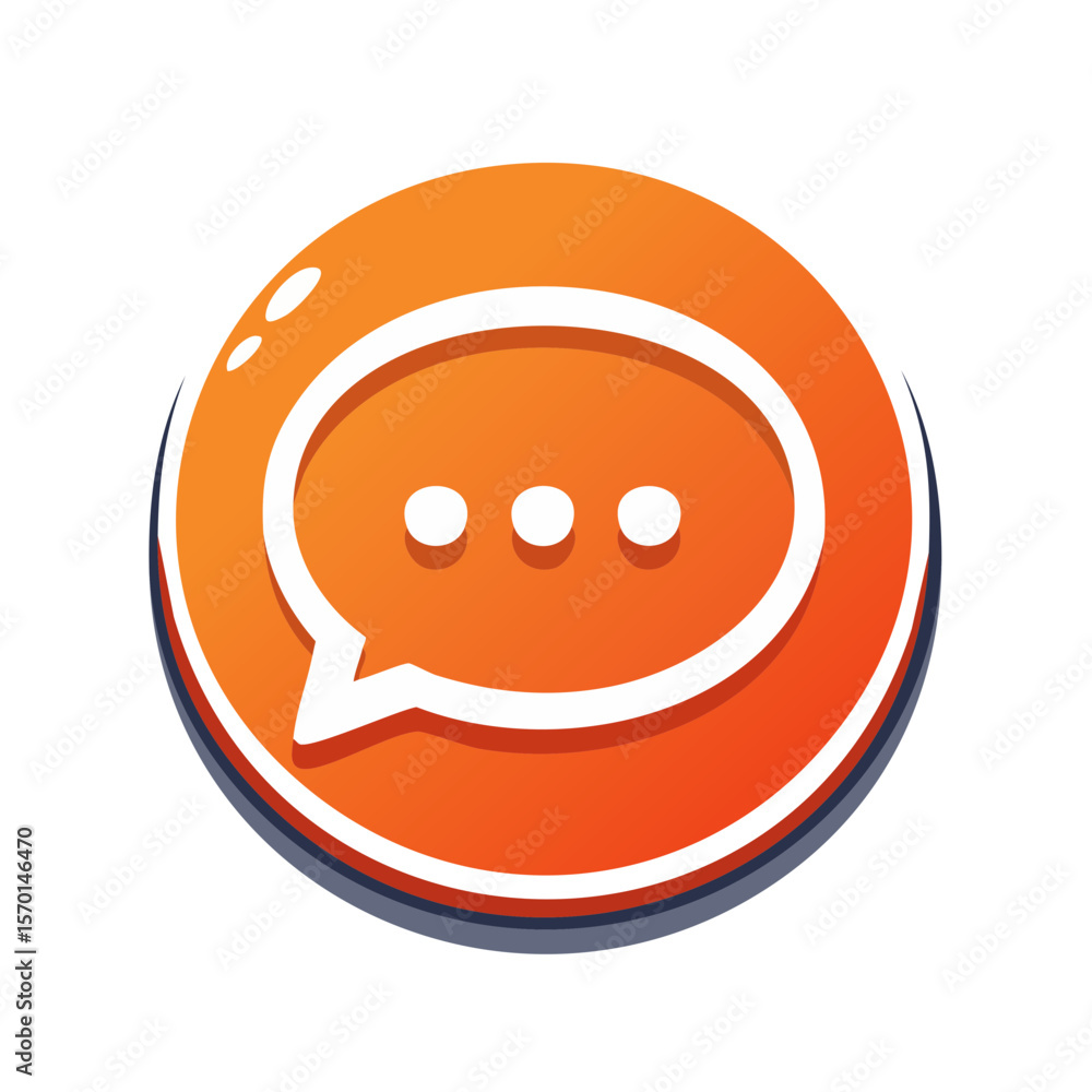 Poster orange round speech bubble with three dots animated style for messages and dialogs