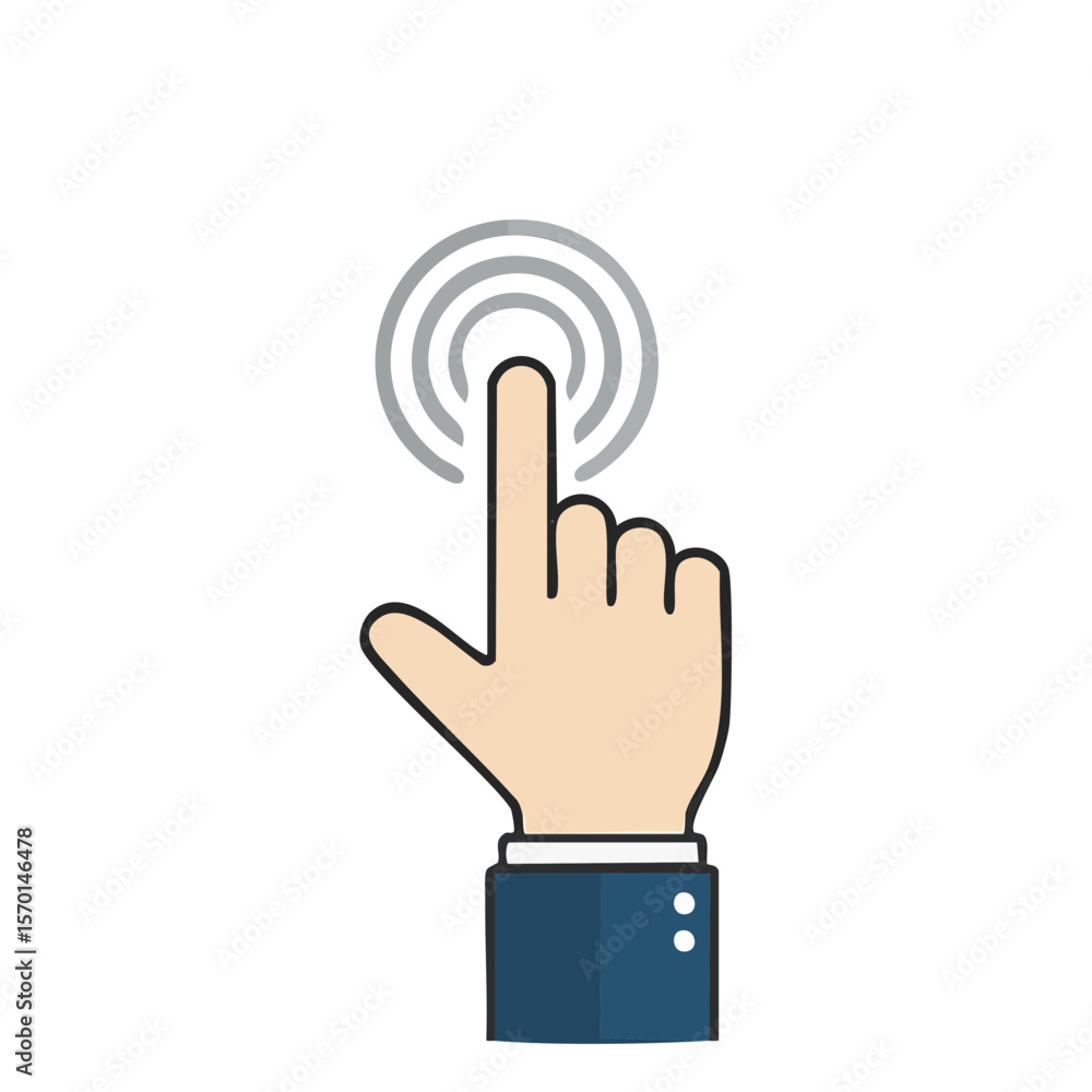 Poster hand gesture icon indicating touch or selection on a screen isolated on black background ui design c