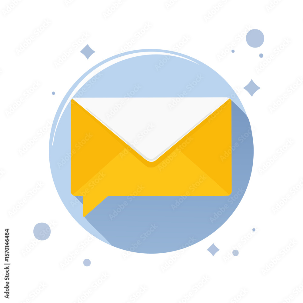Poster email communication message icon with notification bubbles, envelope sign symbol
