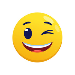 Fototapeta premium Winking Emoji Smiley Face with a Happy Expression in Cartoon Style