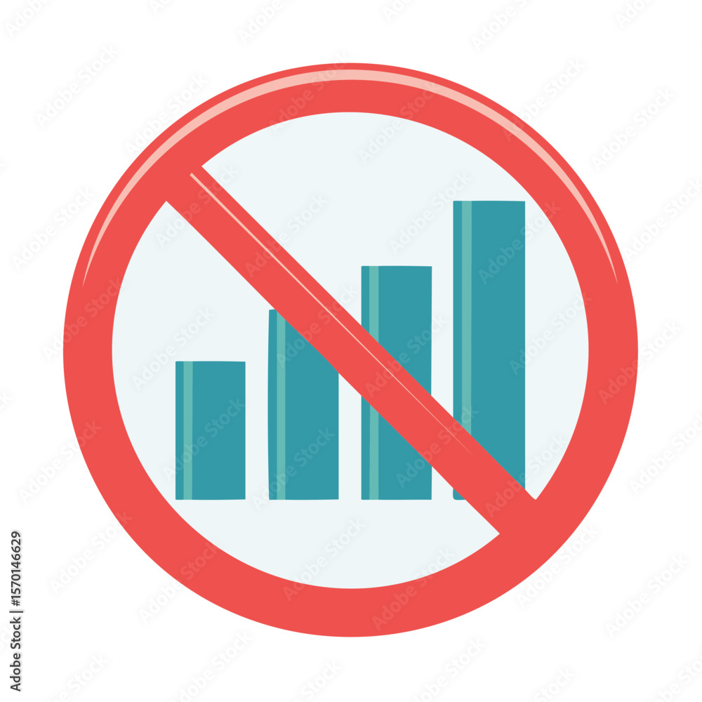 Poster no signal icon with ban circle suggesting poor reception or connection loss concept depicting digita