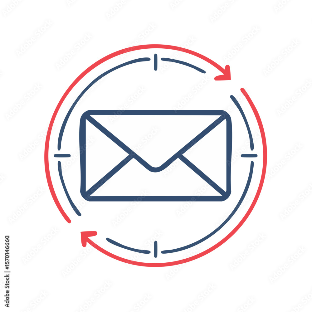 Poster envelope in a rotating circle arrows graphic concept design for communication processes