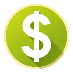 Obraz premium Dollar Sign Illustration on Green Circle with Shadow Effect, Finance and Currency Symbol