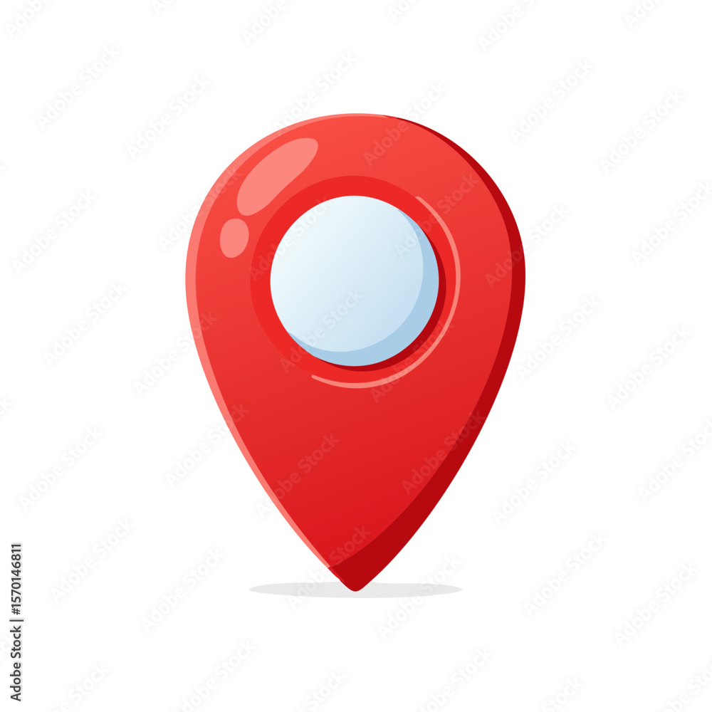 Poster simple red map pointer icon on a black background locating destinations and locations for travel or 