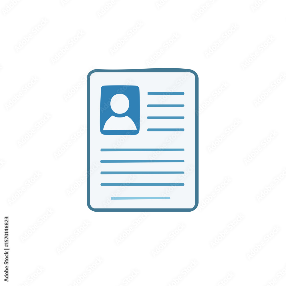 Poster job application with generic profile picture flat vector graphic icon resume document and contact in