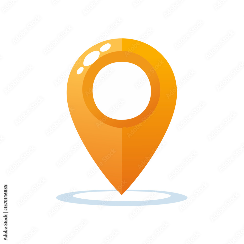 Poster vibrant orange map pointer graphic for location pinpointing and navigation needs