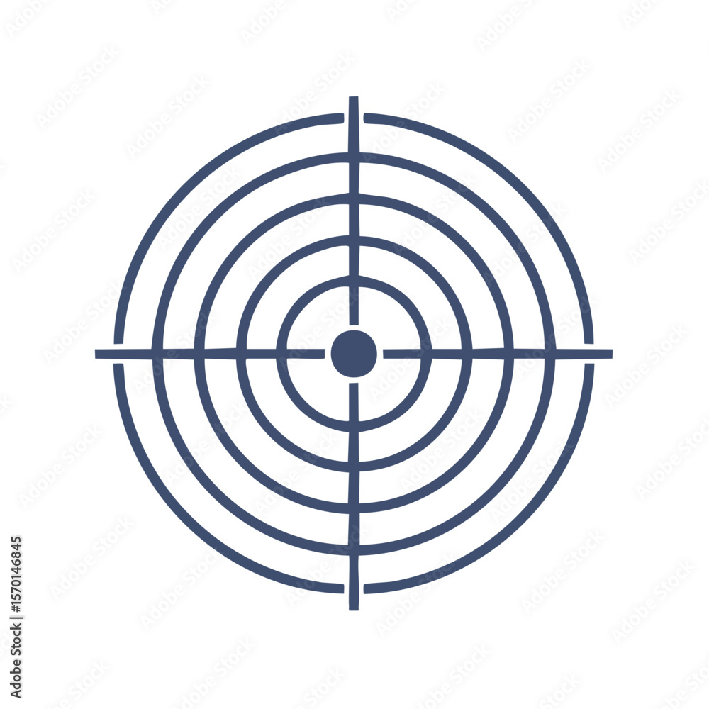 Poster simple target icon on black background for focus and precision concepts