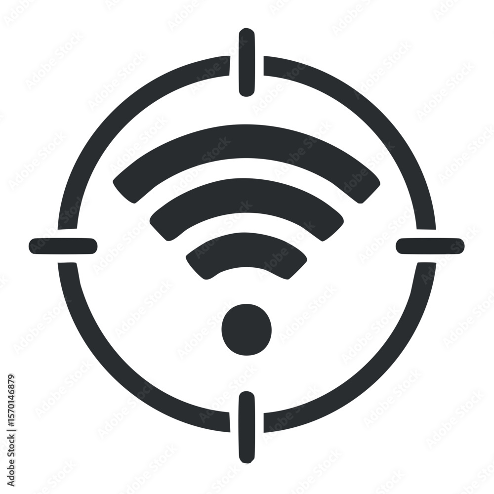 Poster targeting wireless signal icon for hotspot connectivity or wi-fi connection network with symbol on b