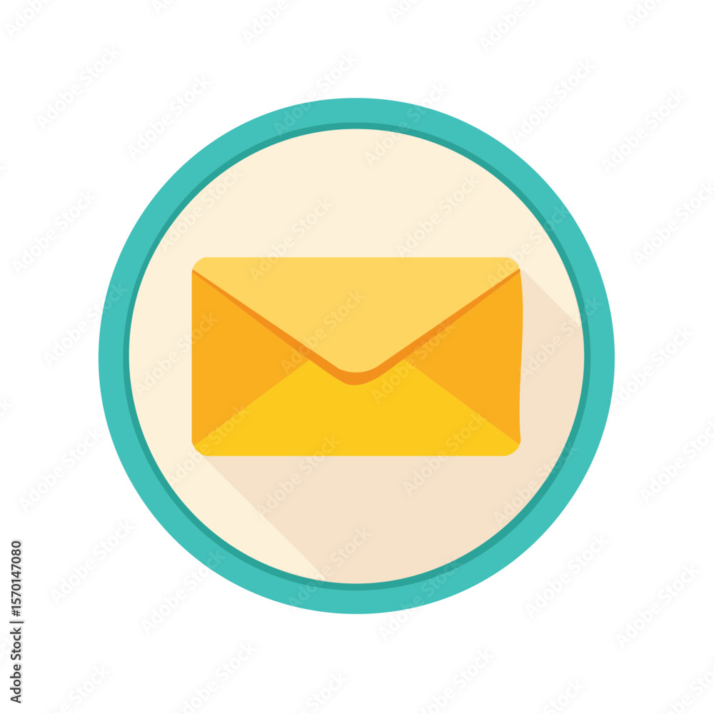 Aufkleber yellow envelope icon for mail delivery and communication in a circular design graphic element