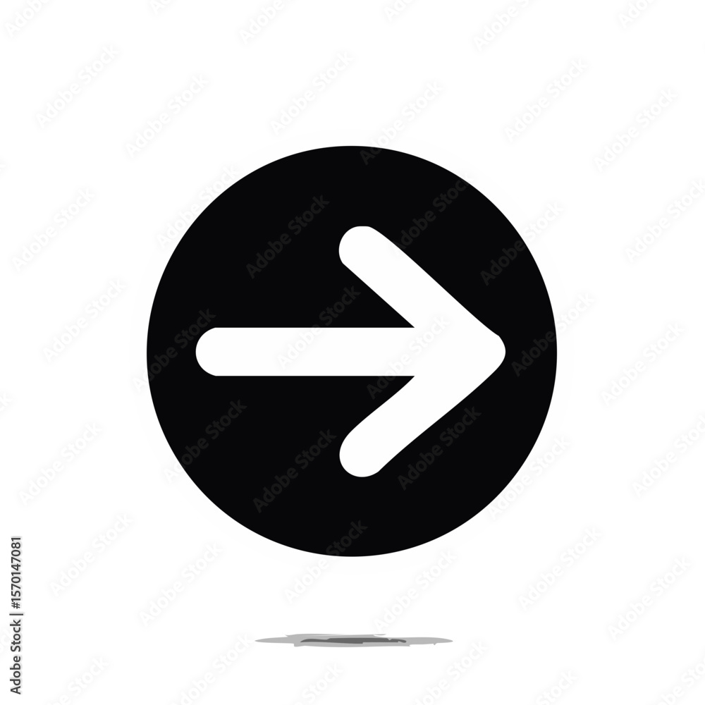 Aufkleber white right arrow icon in a circle on black background navigation symbol design