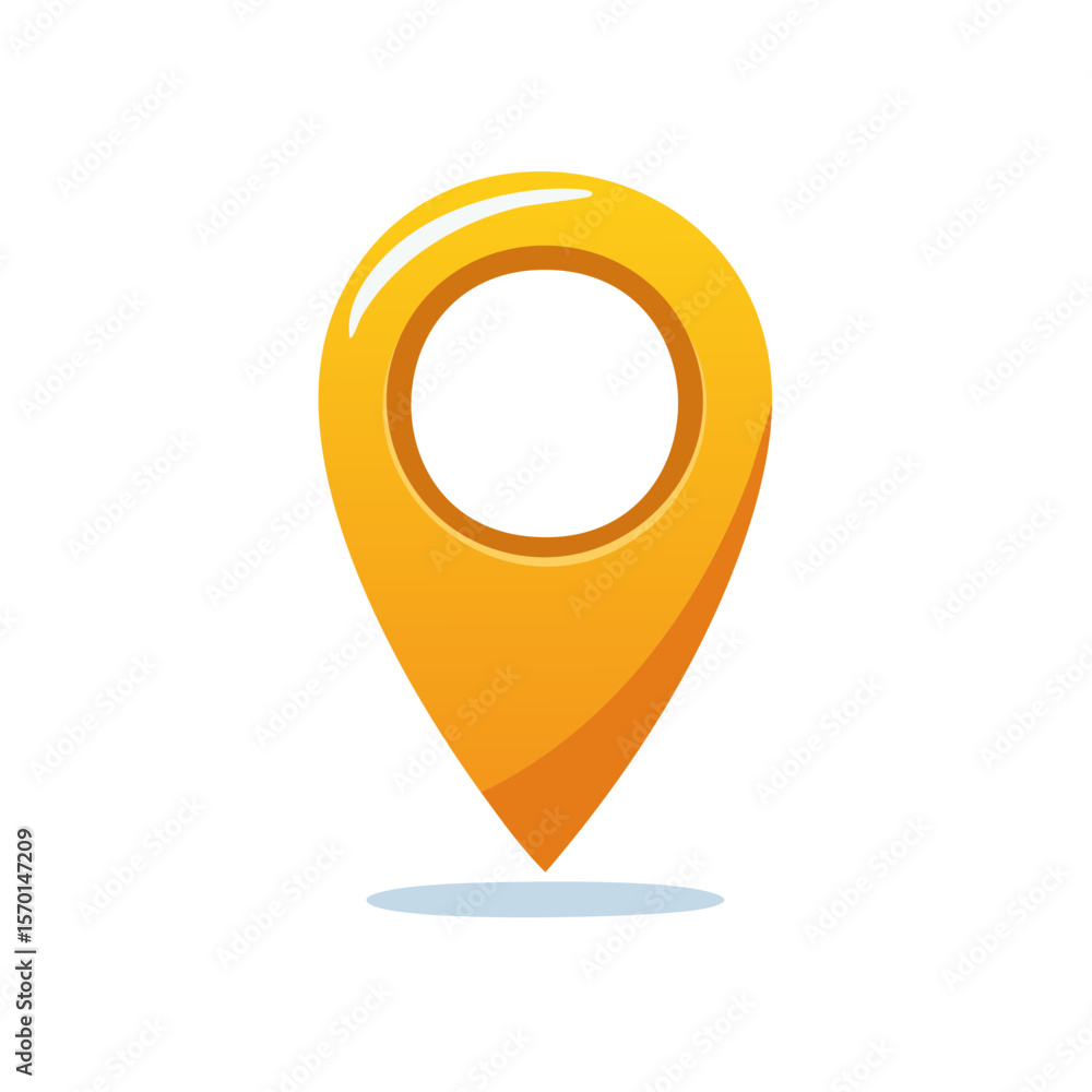 Poster bright yellow location marker icon for map navigation and geolocation app design and placement illus