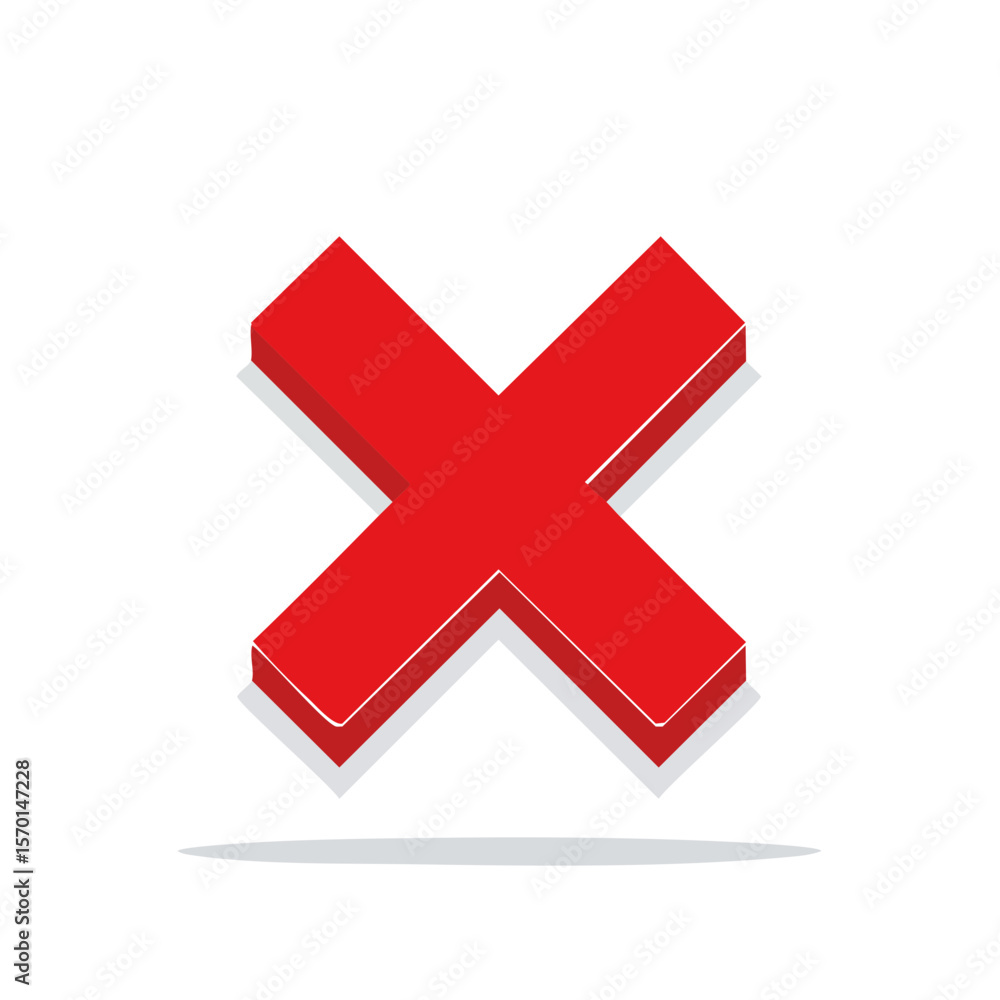 Poster dimensional red cross symbol graphic on black background representing error failure or rejection