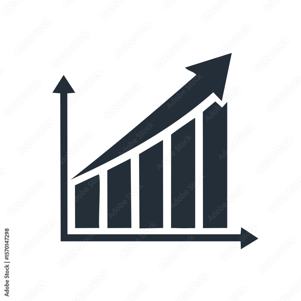 Poster ascending bar graph depicting growth on a black background for presentation slides and reports