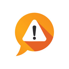 Warning Exclamation Point Sign in Orange Speech Bubble Communicating Alert, Danger, or Notification
