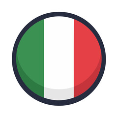 Italian flag icon in a circle shape featuring green white and red colors depicting the Italian national identity