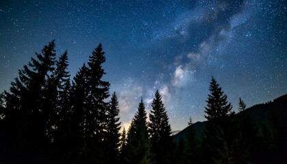 Fototapeta premium Milky Way over a dark forest