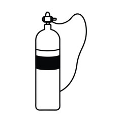 Oxygen cylinder mask emergency line art style Vector illustration