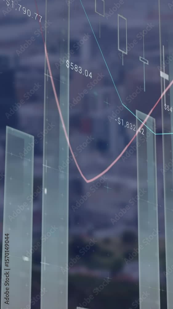 Poster animation of data processing over landscape