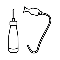 Suction tube dental drill holder medical line art Vector illustration